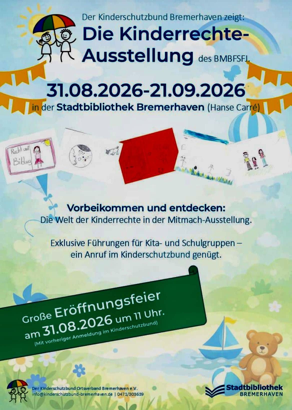 Einladung zur Kinderrechte Ausstellung in der Stadtbibliothek Bremerhaven